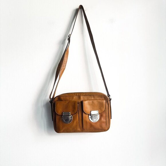 FOSSIL Riley Camel Brown Leather Messenger Bag Purse Crossbody  NEW - Picture 7 of 7